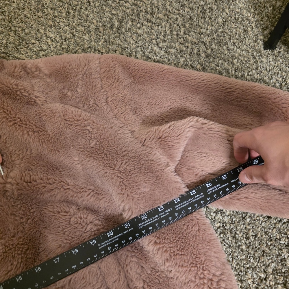Time and Tru Womens XL Faux Fur Zip Up Hoodie Mauve Pink Teddy Jacket - Picture 3 of 8